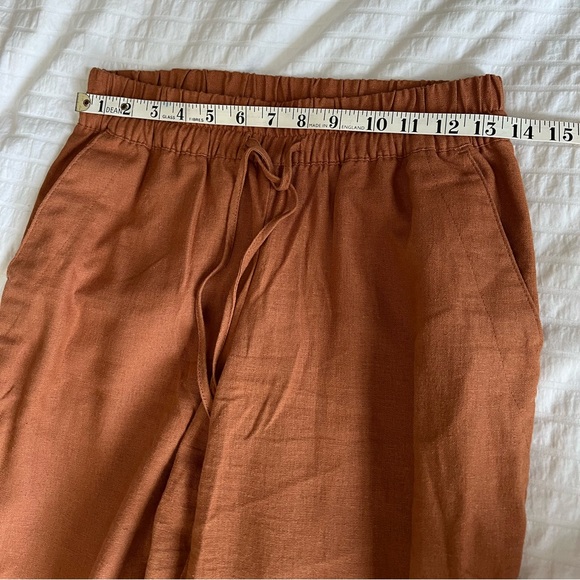 Linen Blend Wide Leg Pull on Pants - size XS - Sienna Brown - Picture 4 of 6
